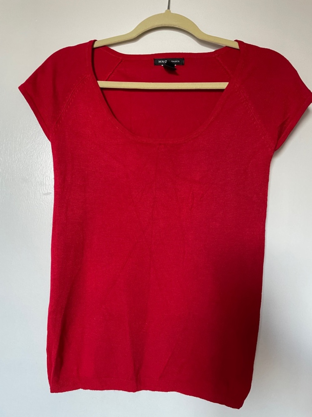 Mango Red Scoop Neck Short Sleeve Top